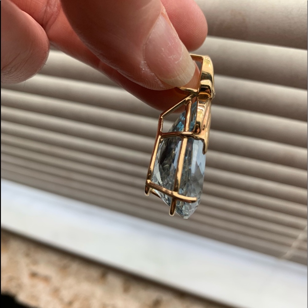 🎊HP🎊NWT 14KY Custom Genuine Blue Topaz Pendant - Picture 3 of 14